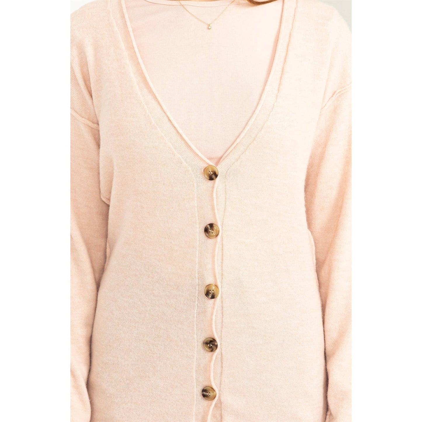 Deep V-Neck Cardigan DUSTY PINK