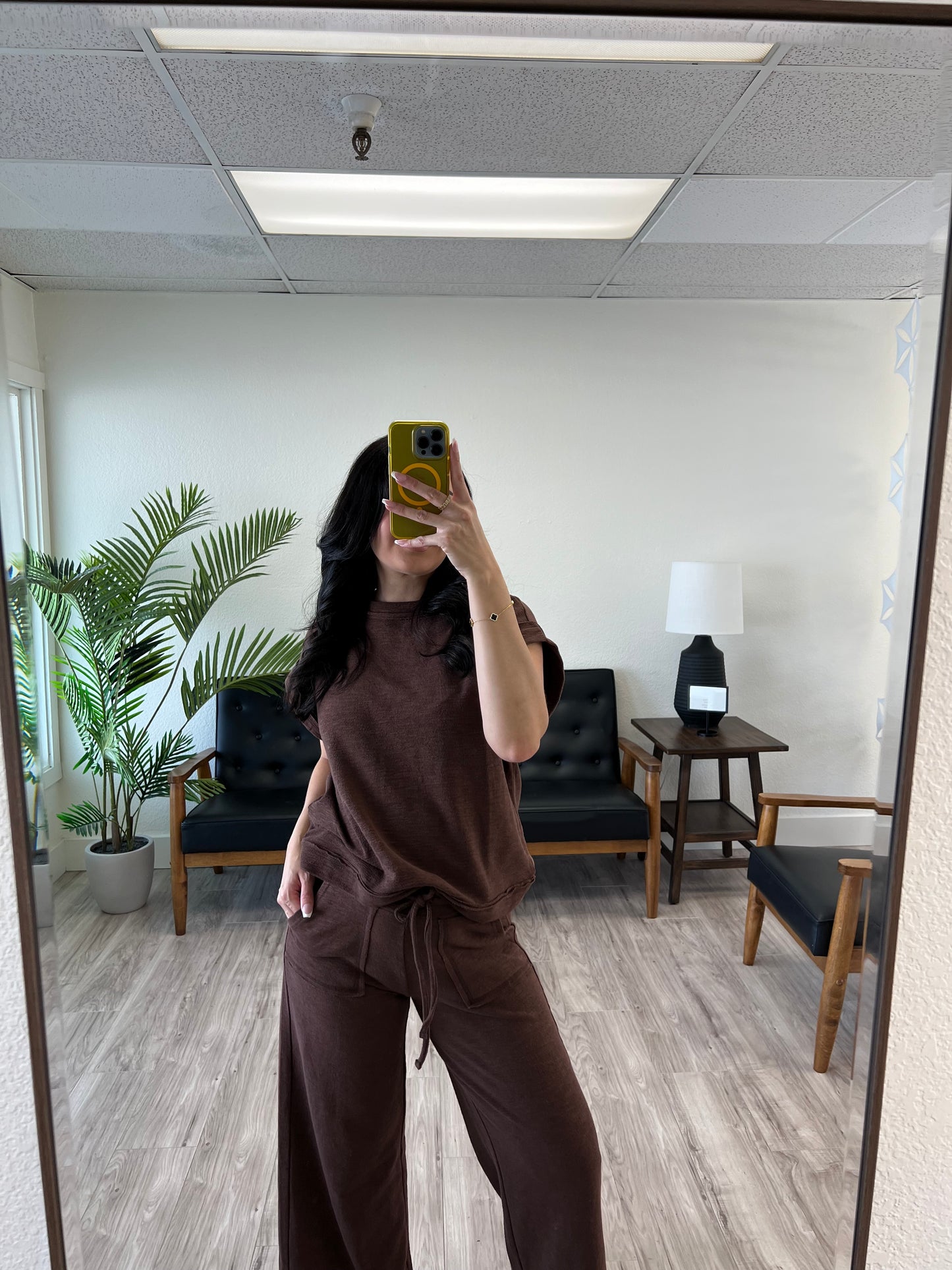 Brown Short Sleeve & Long Pants
