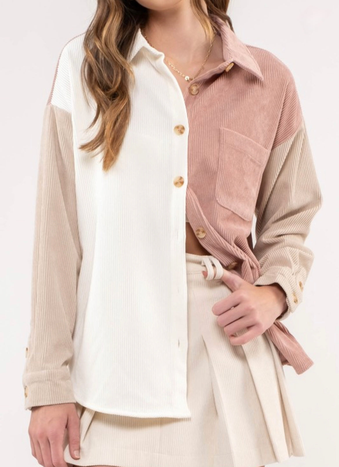 Color Block Corduroy Jacket