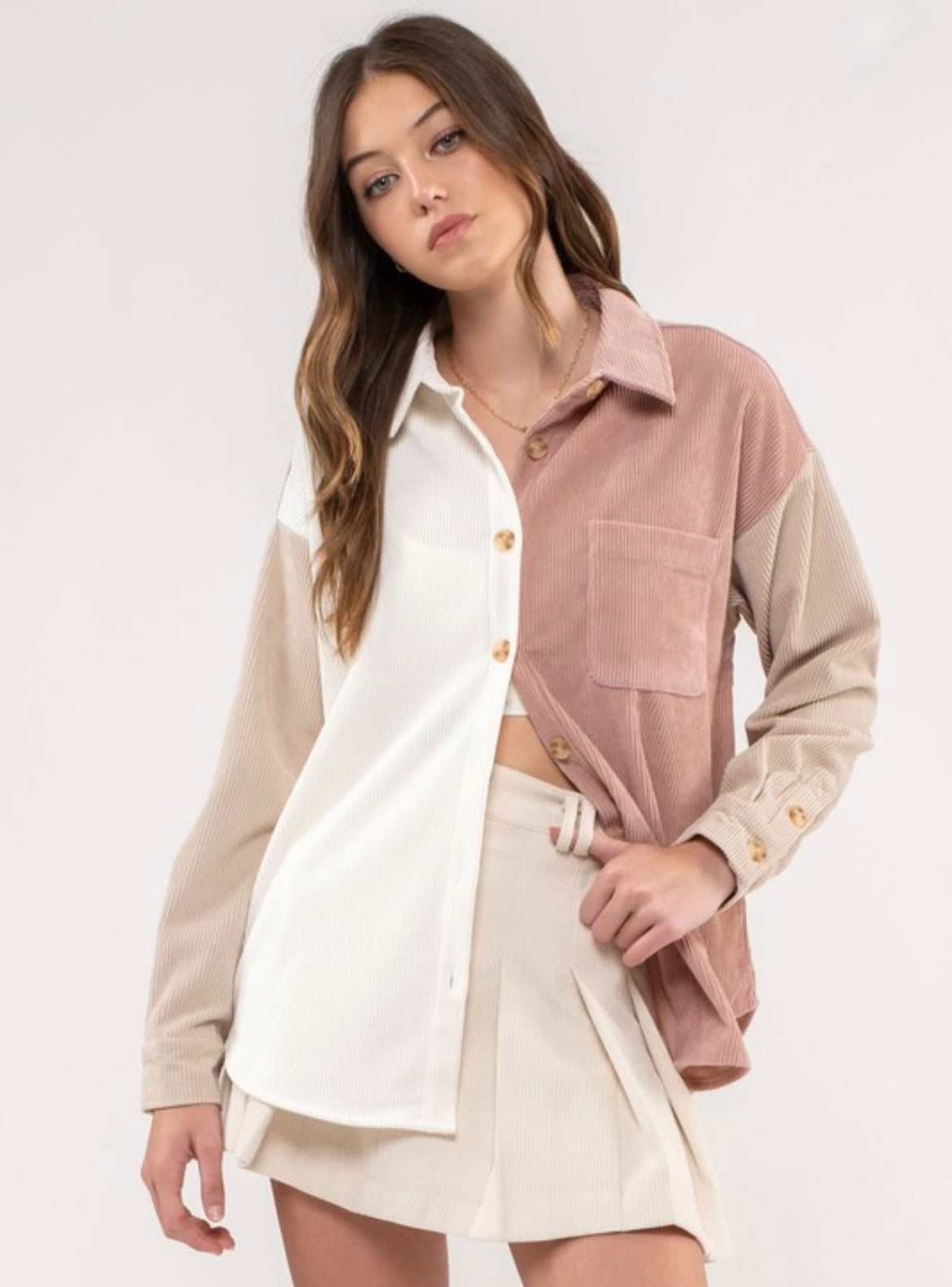 Color Block Corduroy Jacket