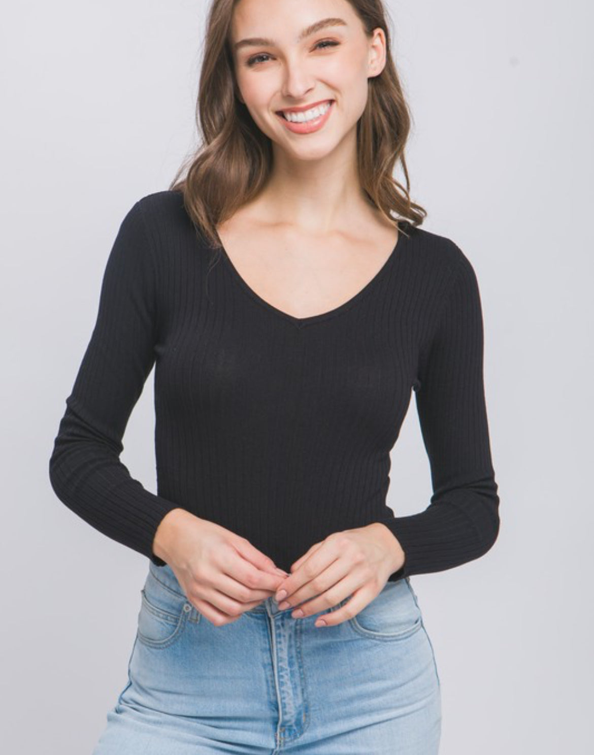 Black Long Sleeve Bodysuit in