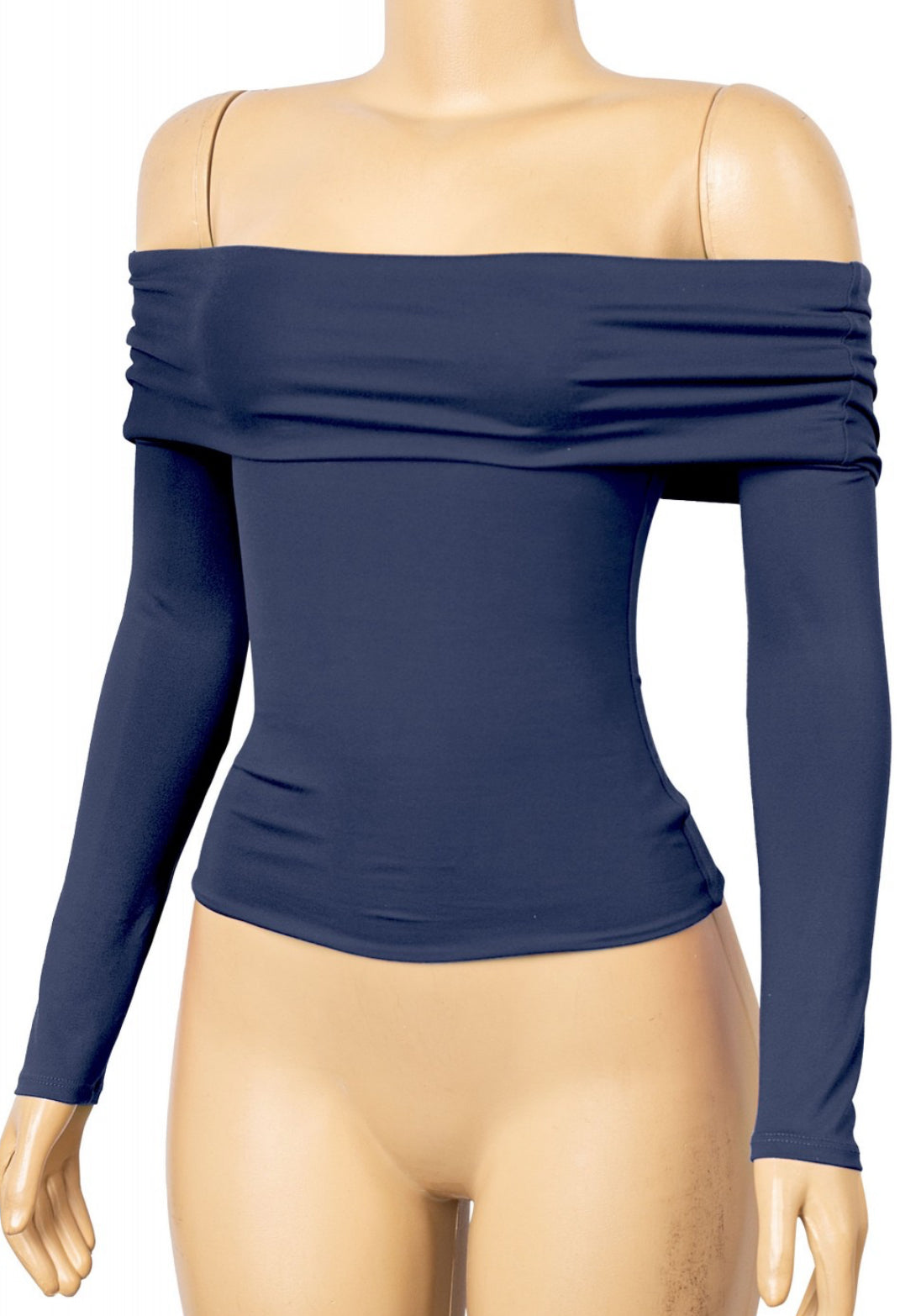 Navy Off The Shoulder Top