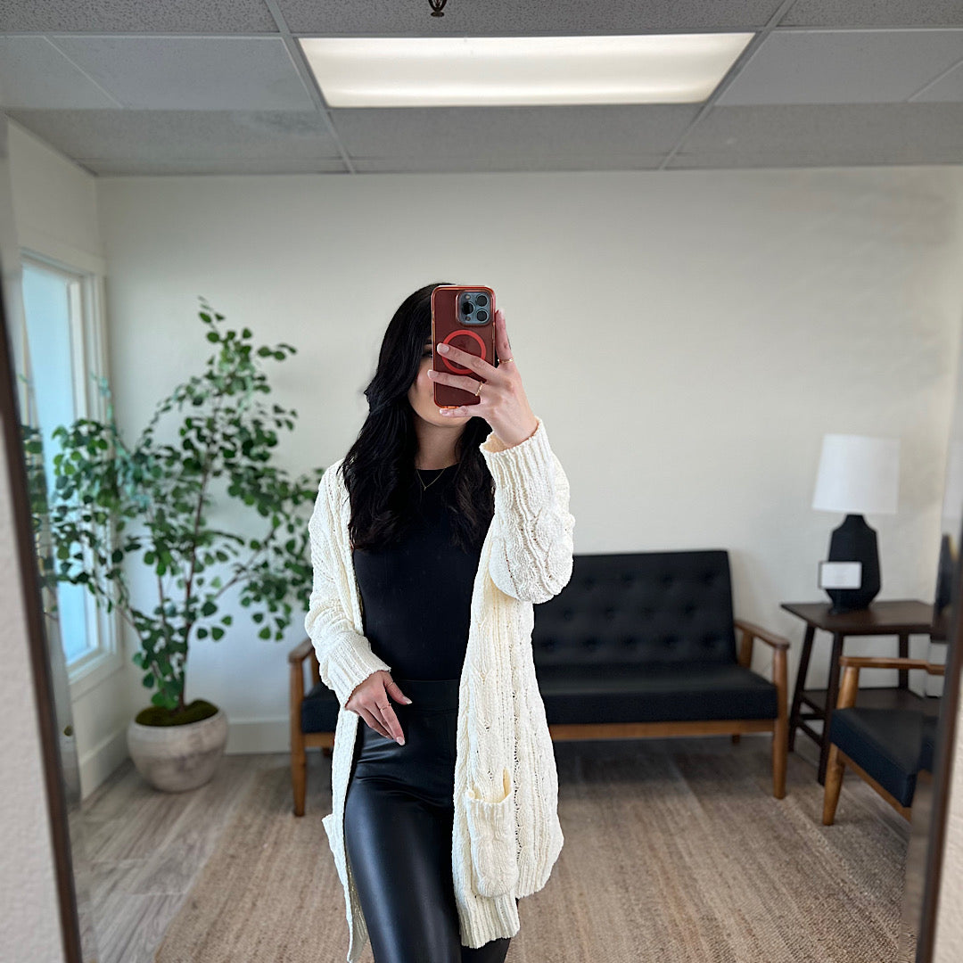 Cable Knit Ivory Cardigan
