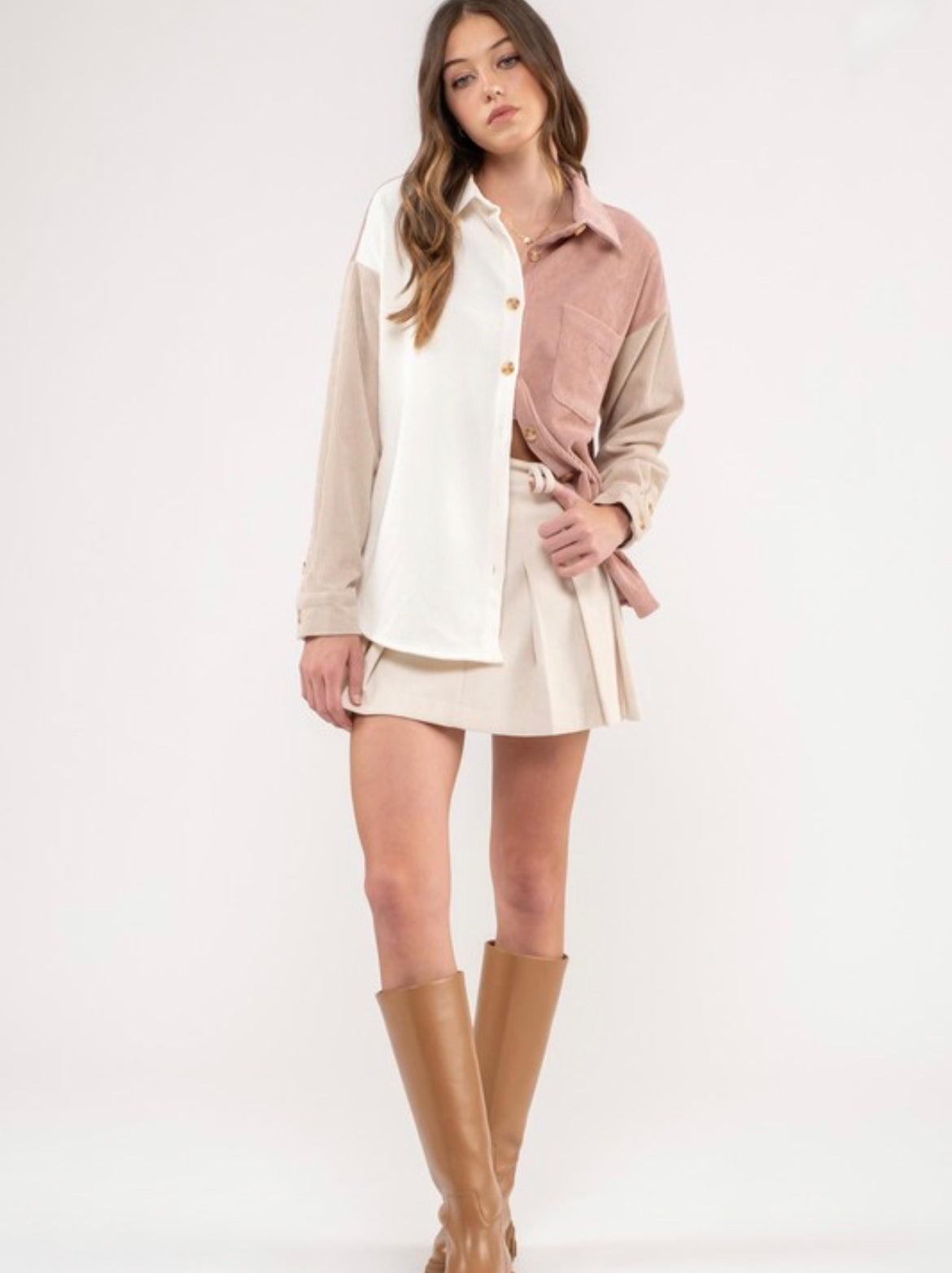 Color Block Corduroy Jacket