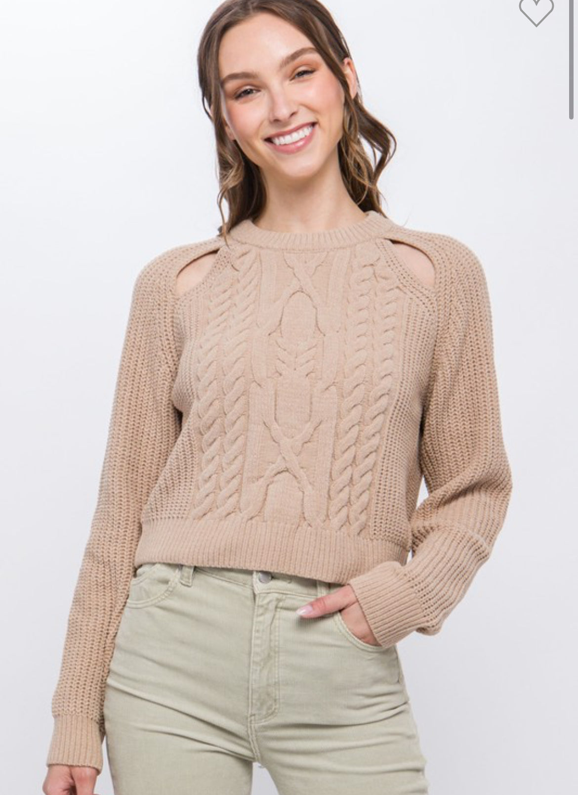 Beige Cable Knit Sweater