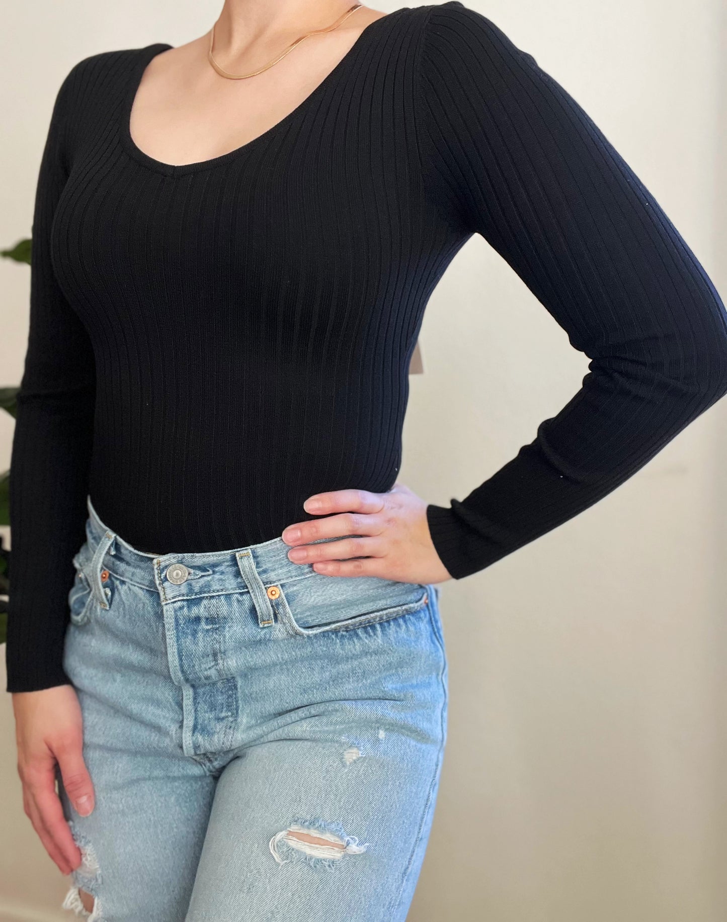 Black Long Sleeve Bodysuit in