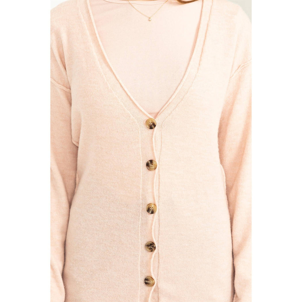 Deep V-Neck Cardigan DUSTY PINK