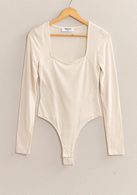 Cream Sweetheart Neckline Bodysuit