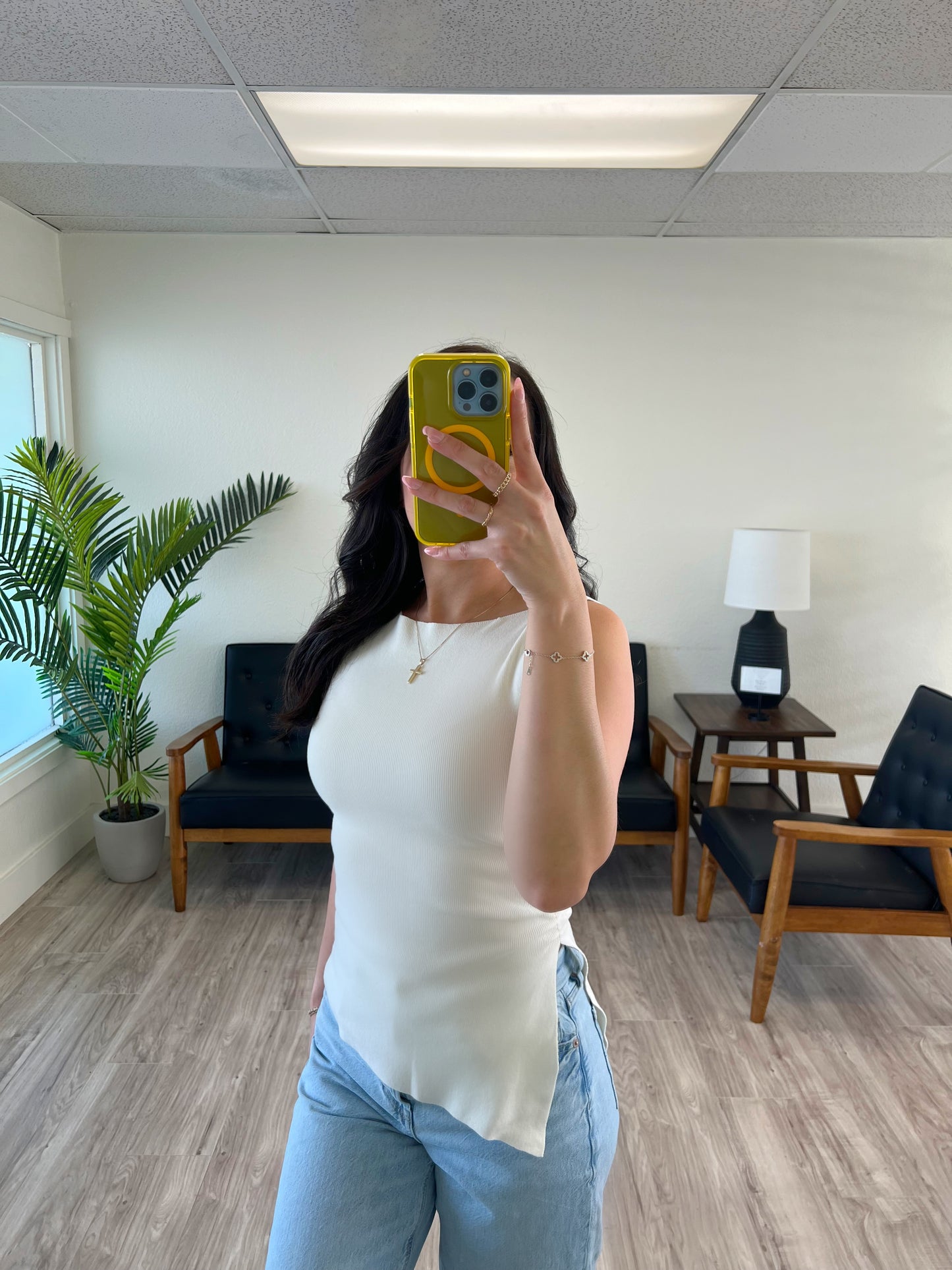 Asymmetrical Cream Top