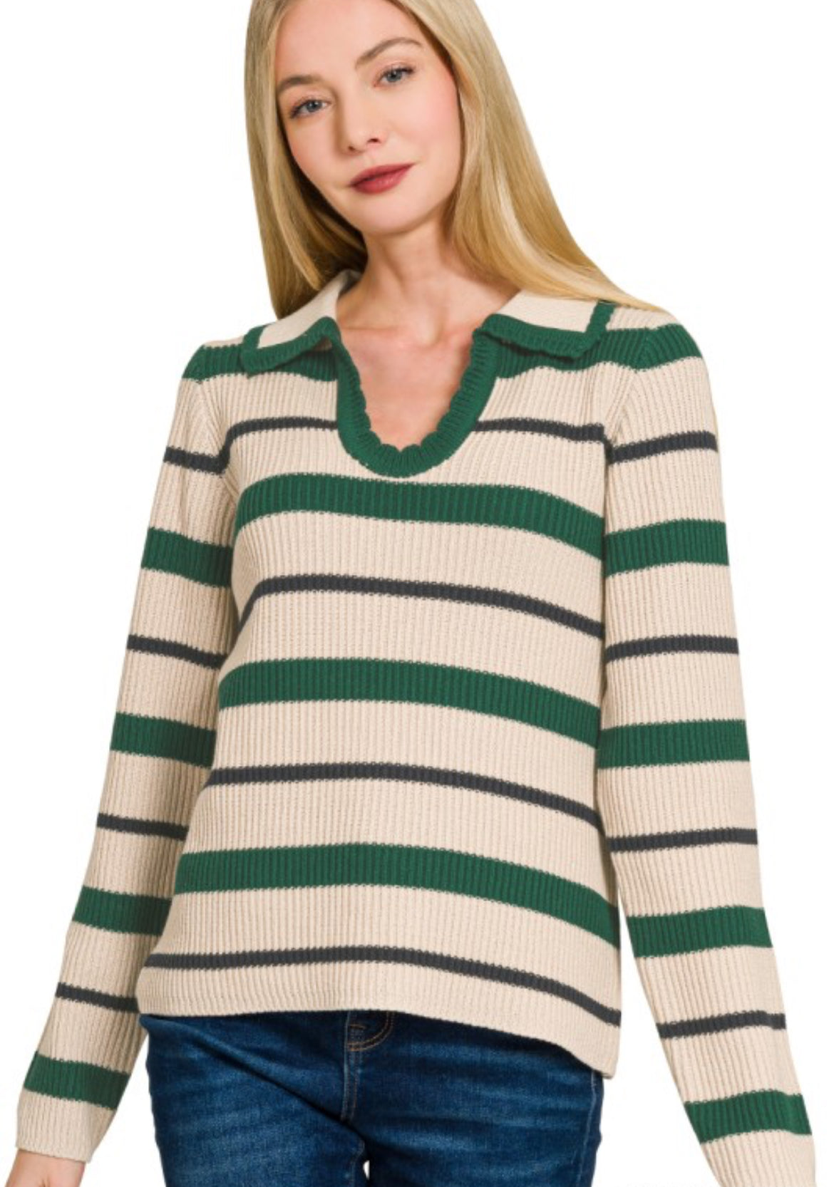 Striped Collared Sweater