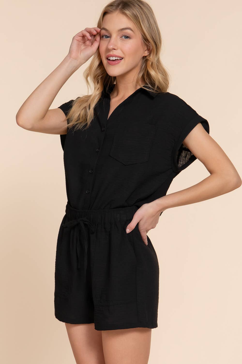 Dolman Short Sleeve Shirt & Shorts Linen Set