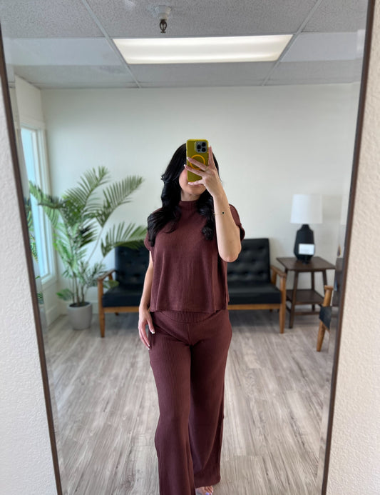Mock Neck Sweater Top & Long Pants Set