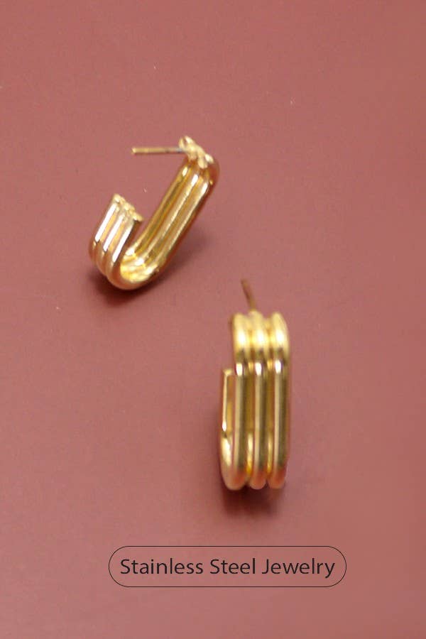 18K STAINLESS STEEL TARNISH FREE HUGGIE HOOPS: GOLD