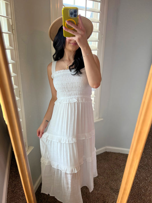 White Smock Midi Dress