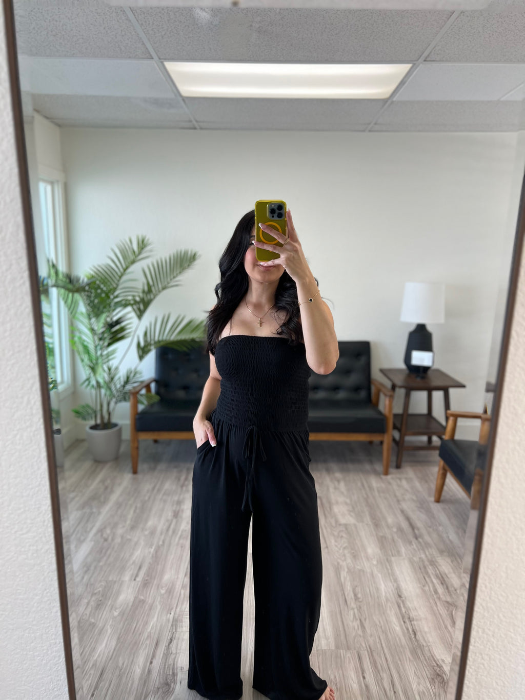 Black Smocked Tube Top