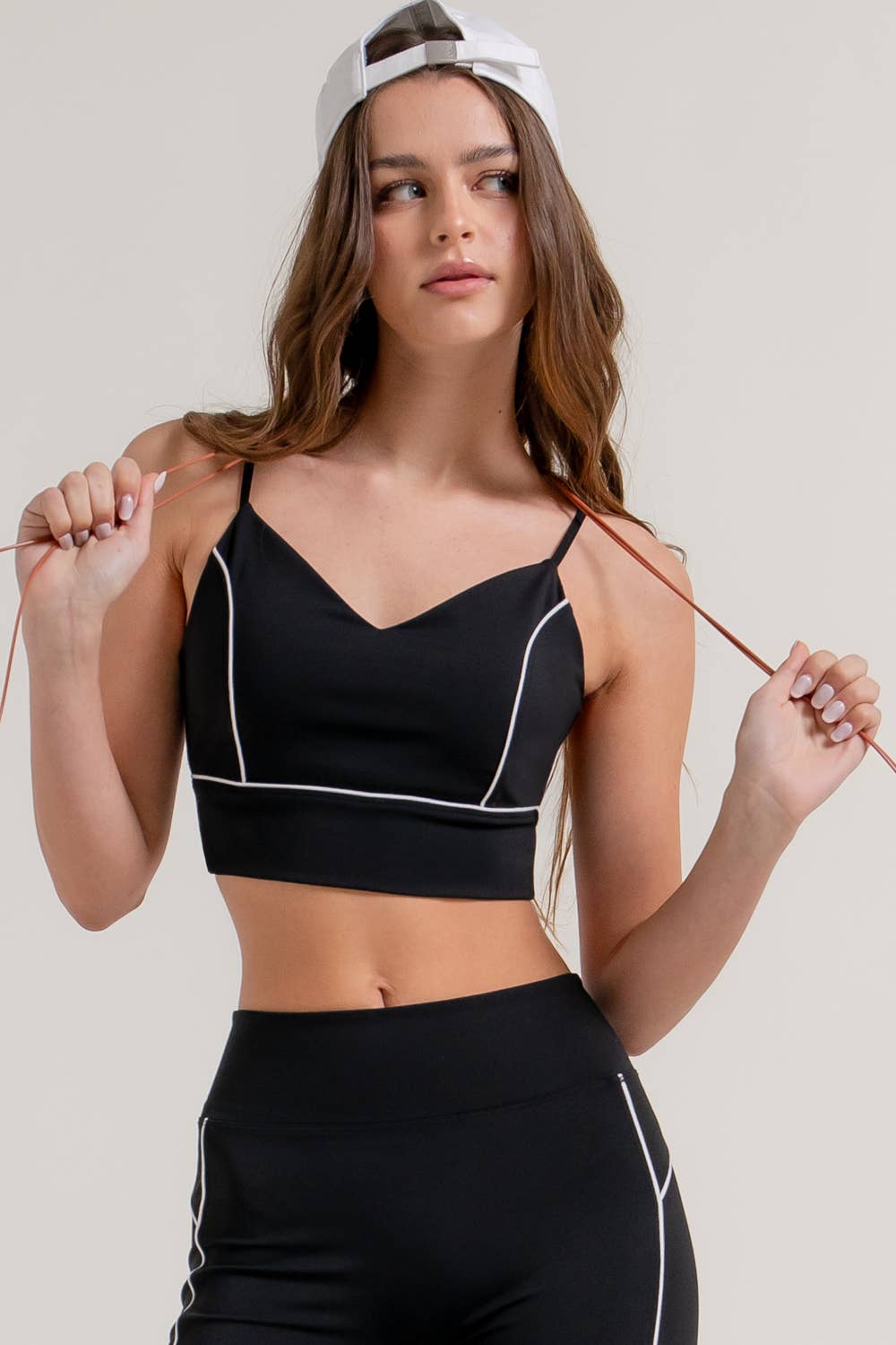 V-Neck Workout Cami Bra Top and Bottom Set