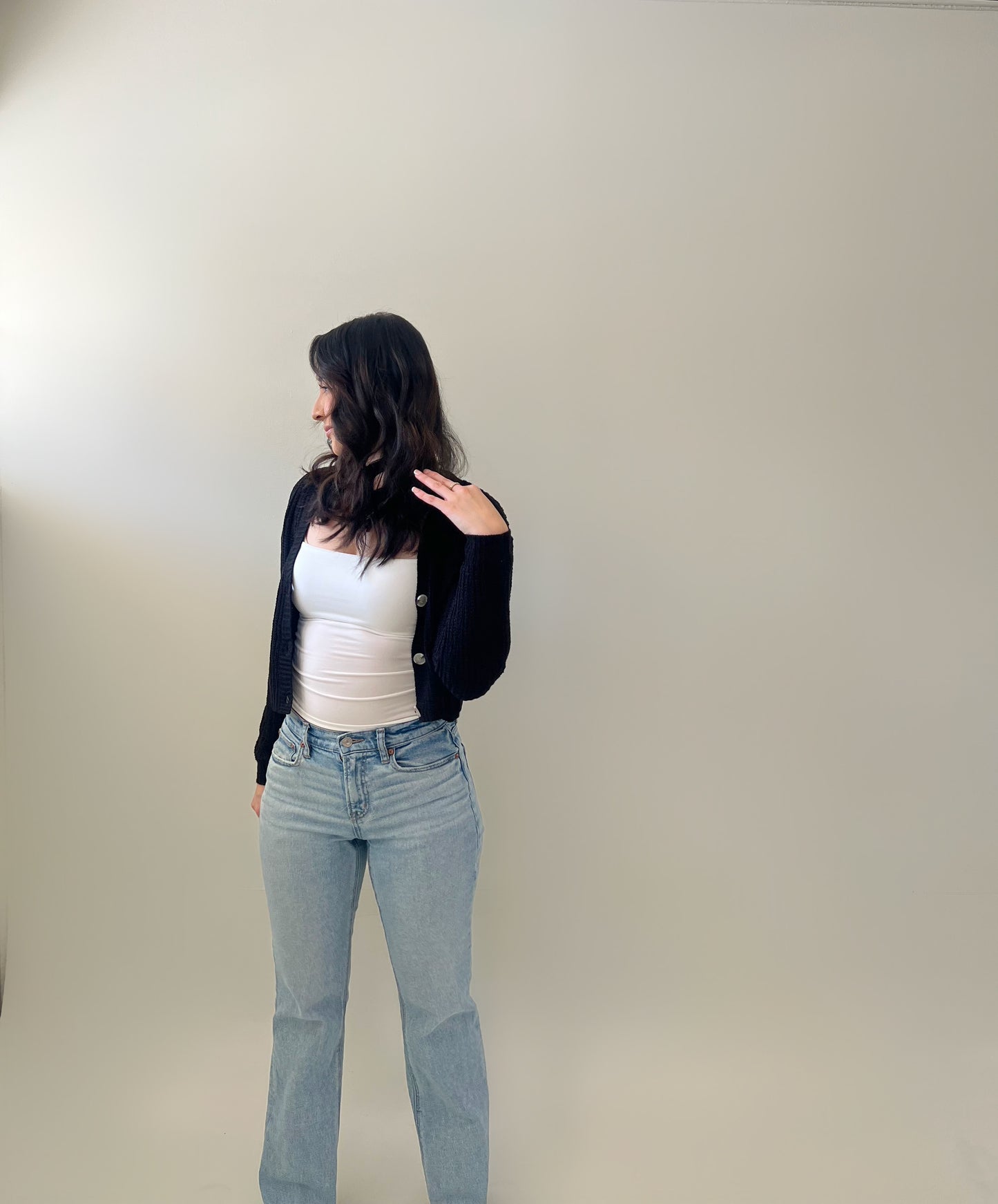 Black Cropped Cardigan
