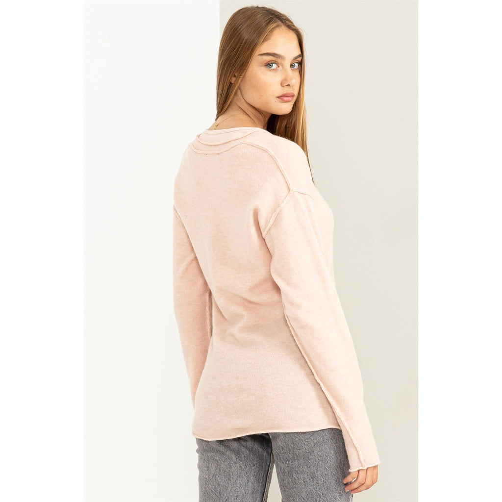 Deep V-Neck Cardigan DUSTY PINK
