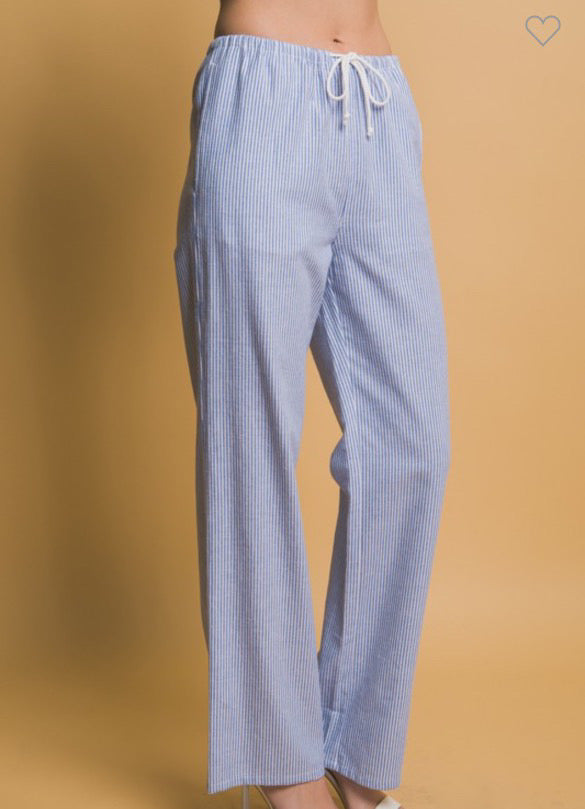 Blue Stripped Linen Pants