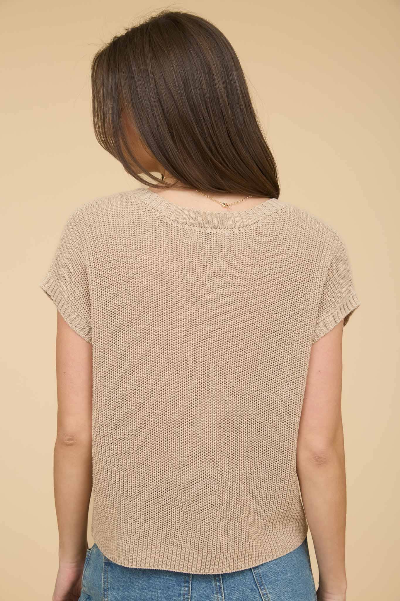 Taupe Crew Neck Pullover Top
