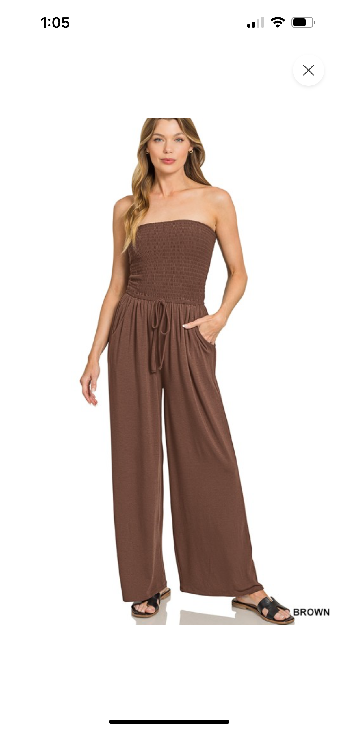 Brown Smocked Tube Top