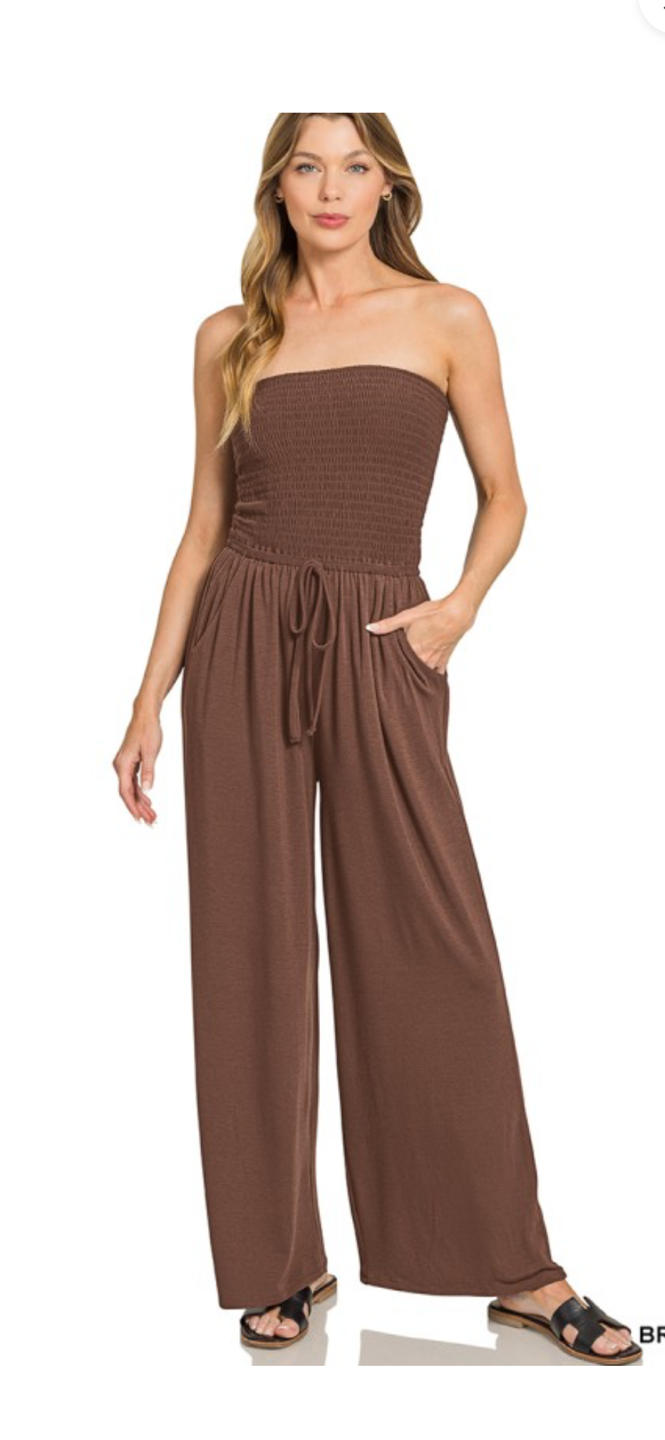 Brown Smocked Tube Top