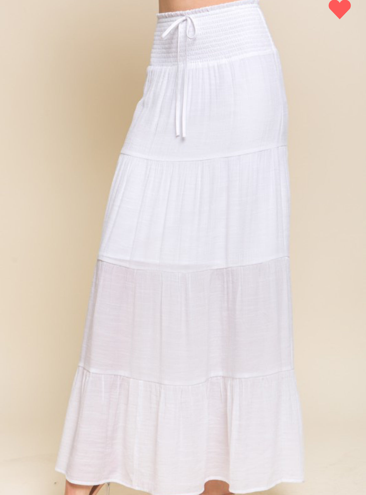 White Smocked Maxi Skirt