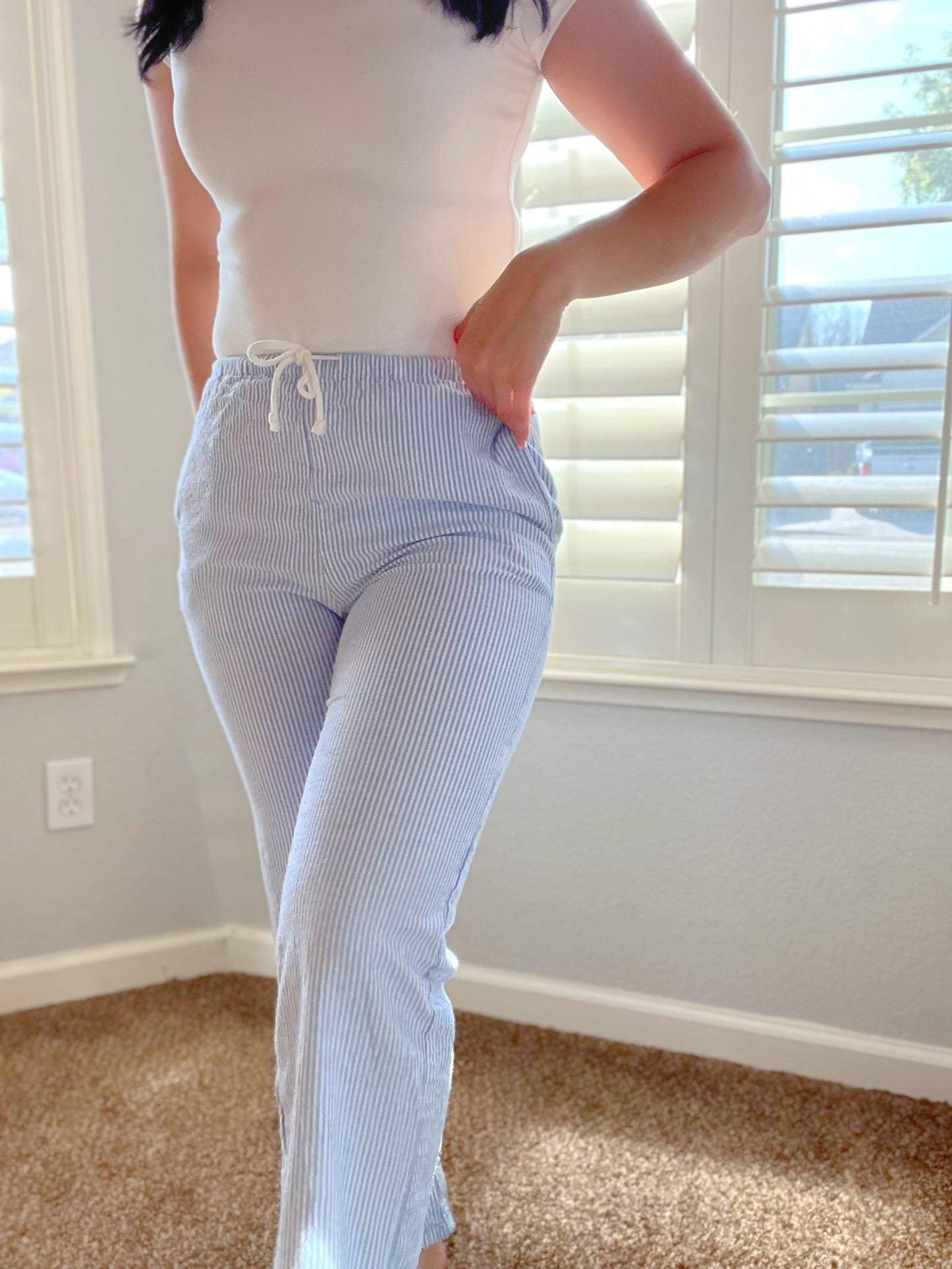Blue Stripped Linen Pants