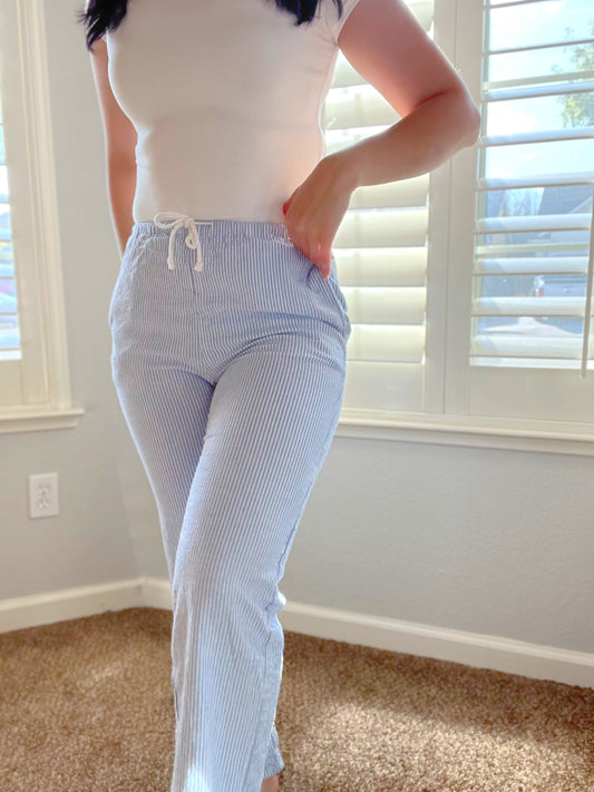 Blue Stripped Linen Pants