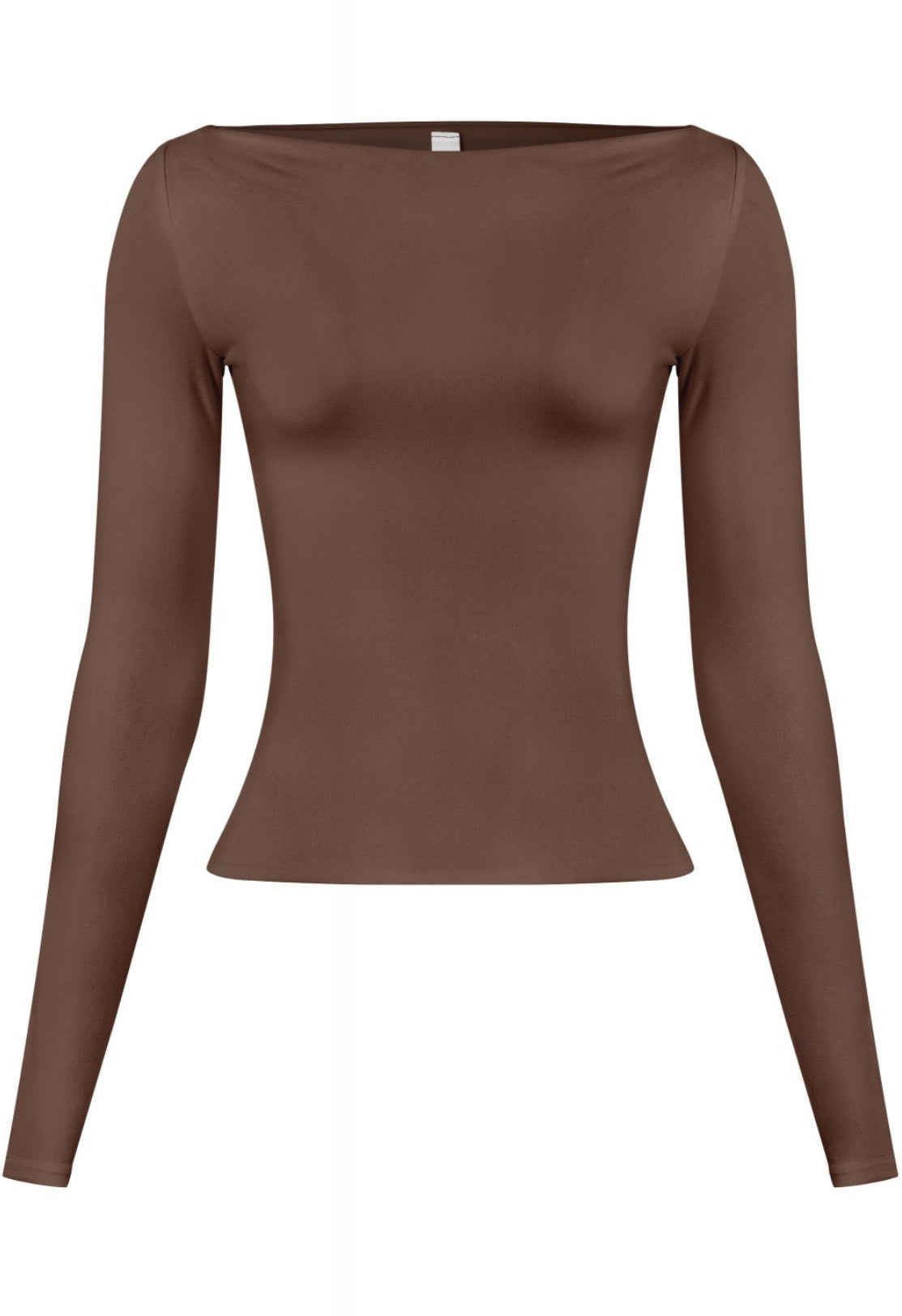 Brown Boat Neck Long Sleeve