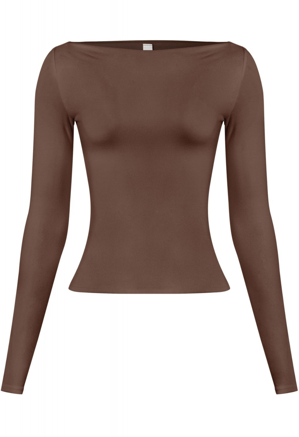 Brown Boat Neck Long Sleeve