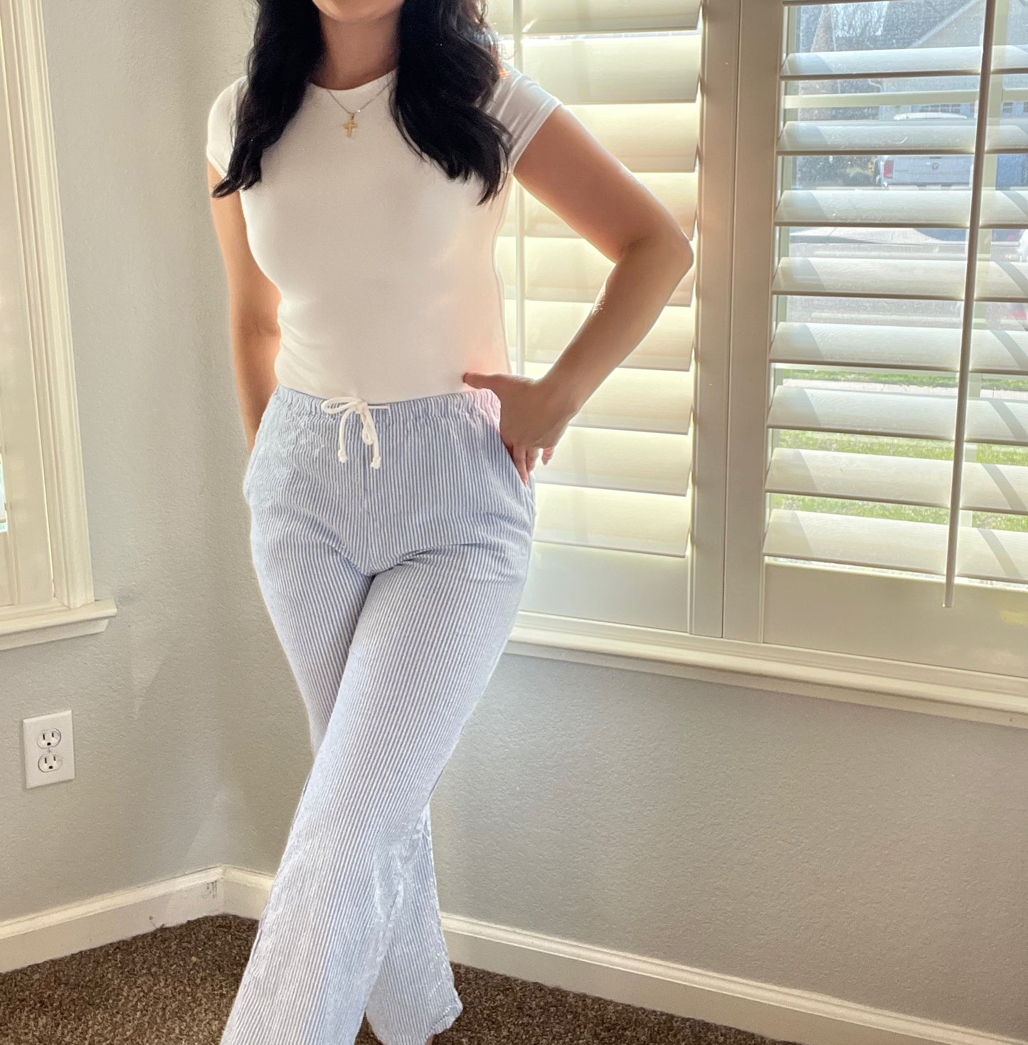 Blue Stripped Linen Pants