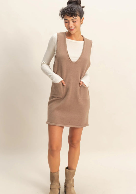 V Neck Knit Dress