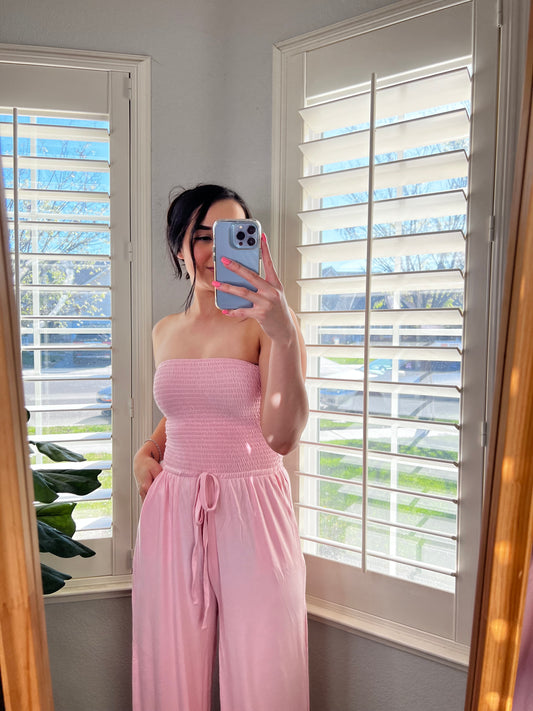 Pink Tube Top Jumpsuit