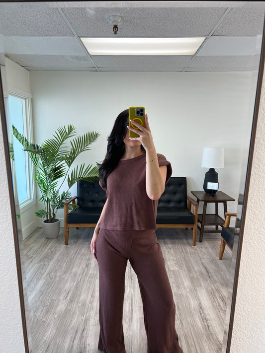Sweater Rolled Sleeve Top & Pant Set