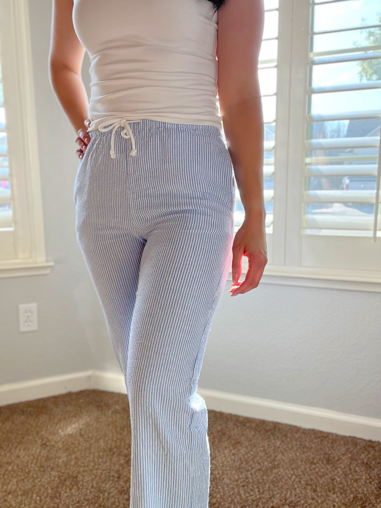 Blue Stripped Linen Pants