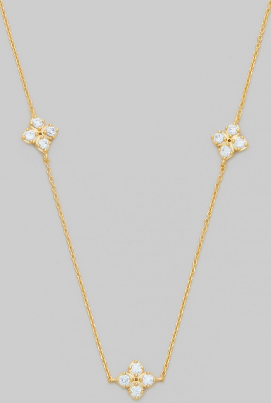 Clover Necklace with Rhinestones