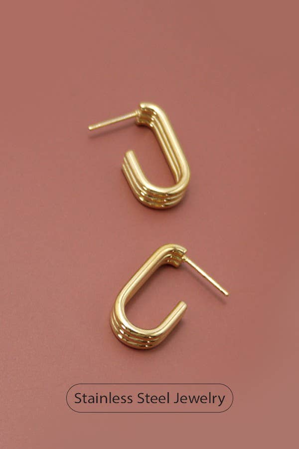 18K STAINLESS STEEL TARNISH FREE HUGGIE HOOPS: GOLD
