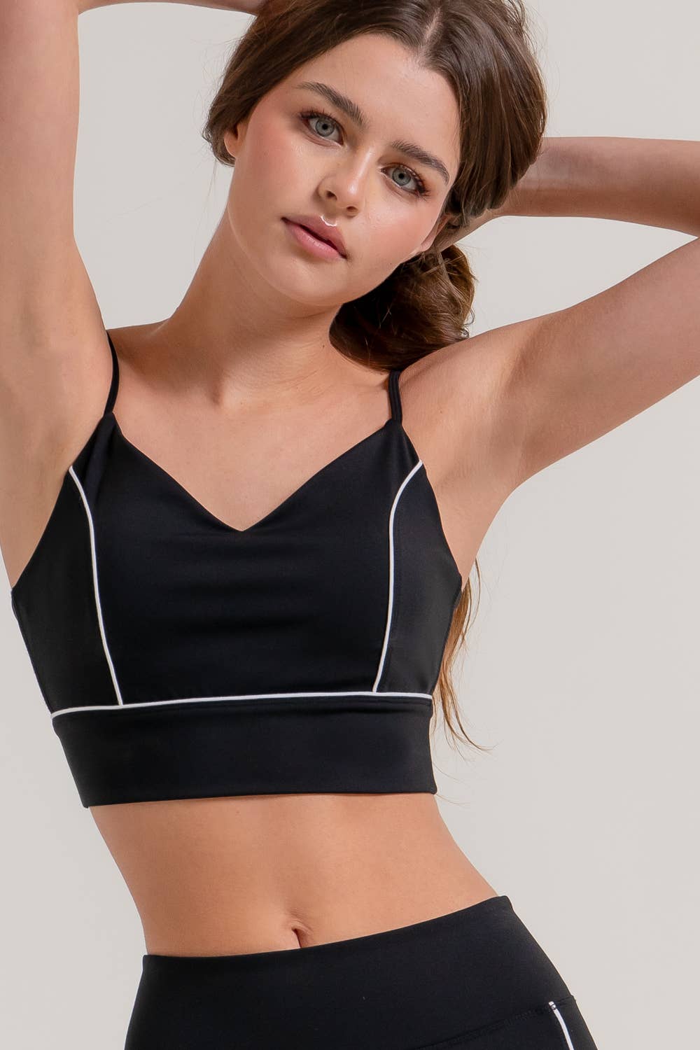 V-Neck Workout Cami Bra Top and Bottom Set