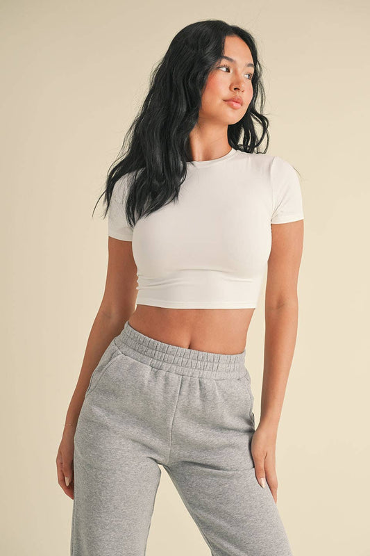White Soft Knit Jersey Crewneck Tee